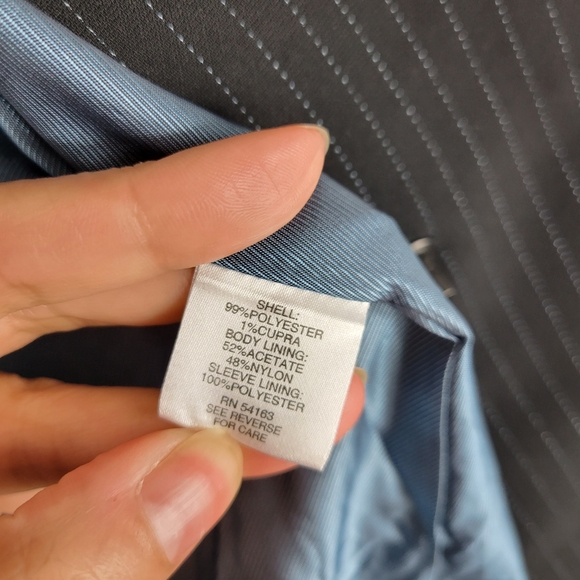 Calvin Klein Pinstripe Single Breasted Toggle Twist Button Notch Lapel Blazer - Picture 9 of 9